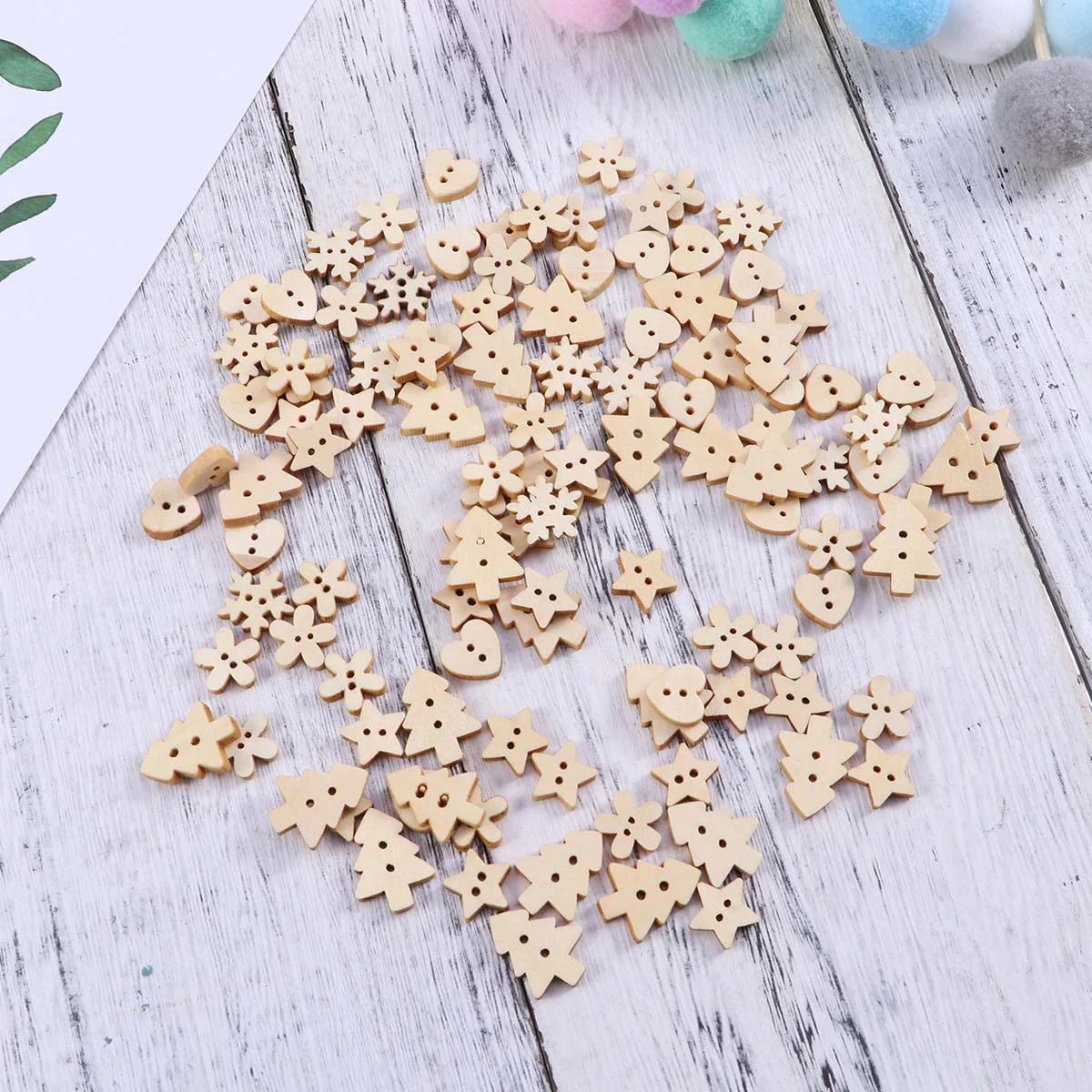 

Buttons Christmas Woodencraft Diy Cartoon Holes Crafts Embellishments Decorative Knot Buckles Ornaments Handmadesnap Studs Press