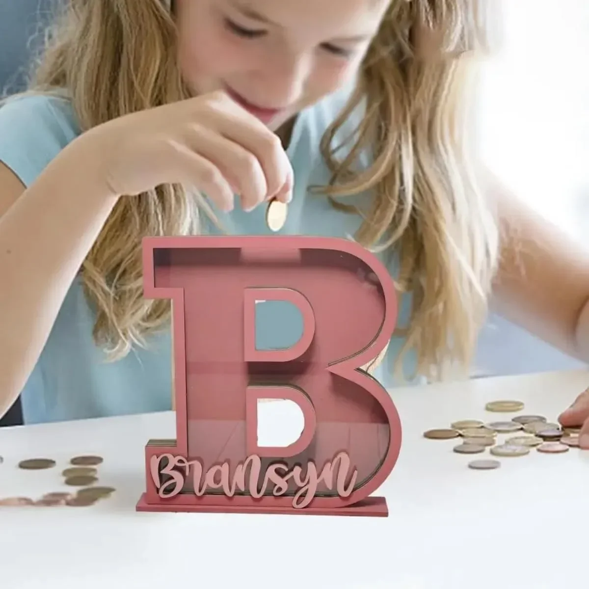 Персонализированная копилка с буквами деревянная именем для детей большая