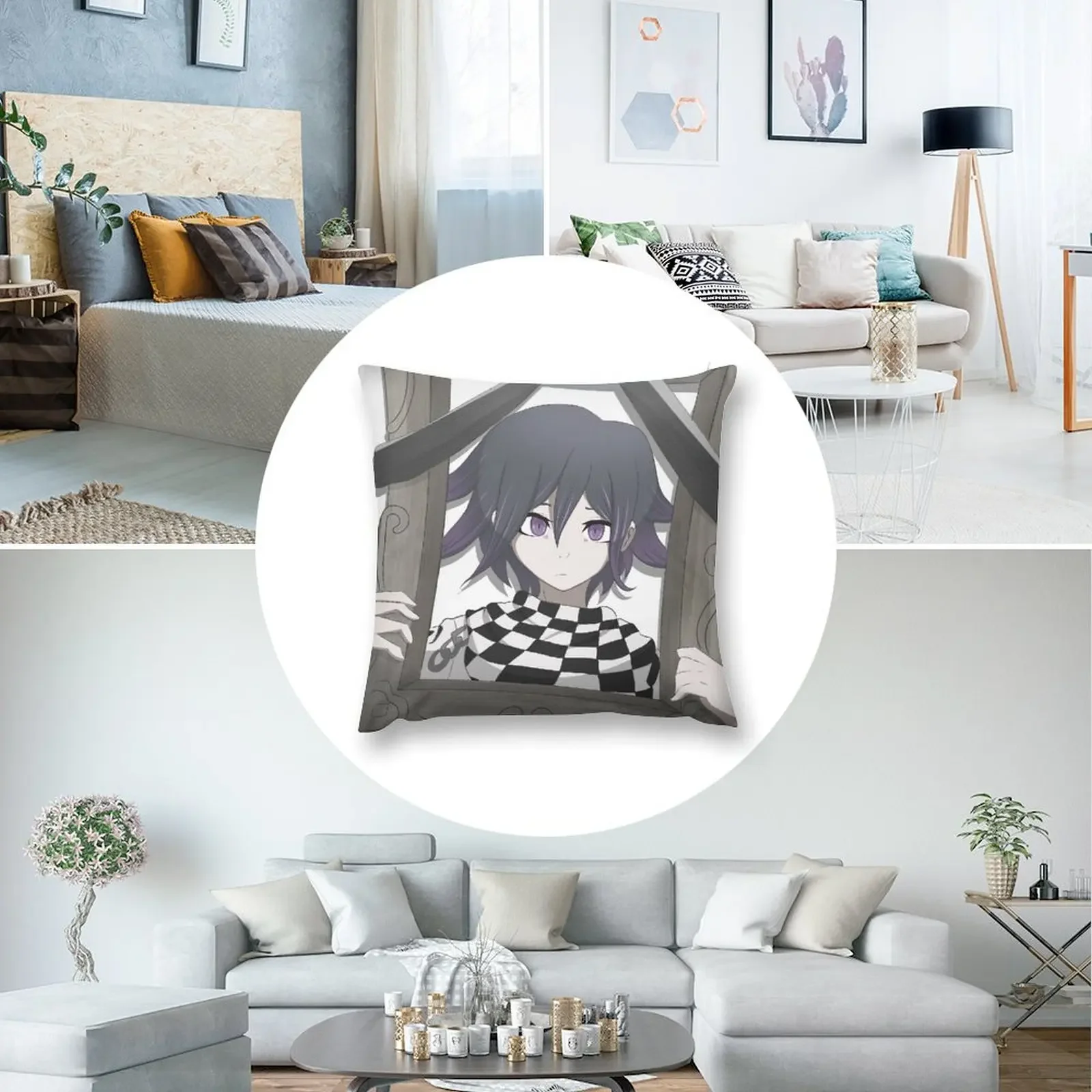 Подушка Kokichi Ouma в рамке рождественская подушка для дома наволочки кровати