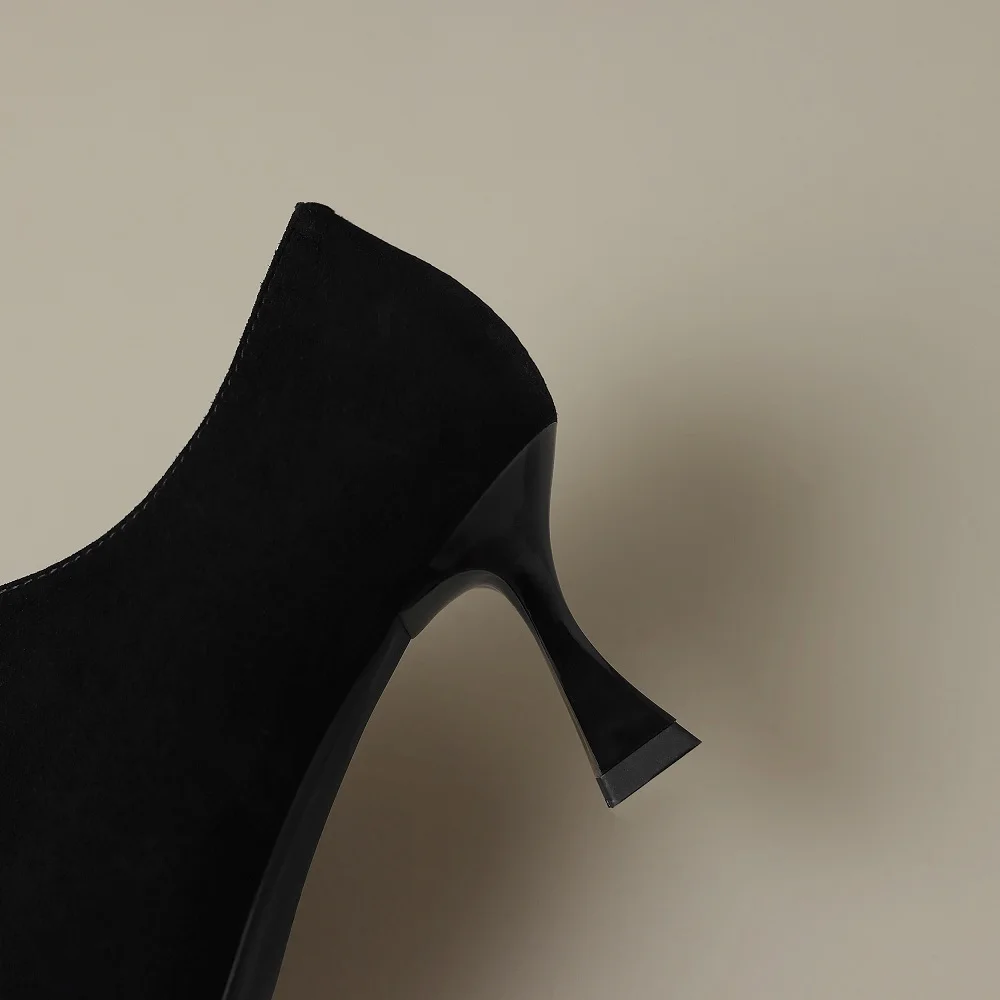 【JOCHEBED HU】Women Shoes Genuine Leather Square Toe Solid Modern for Women Soft Low Heels Plus Size Shoes 34-42