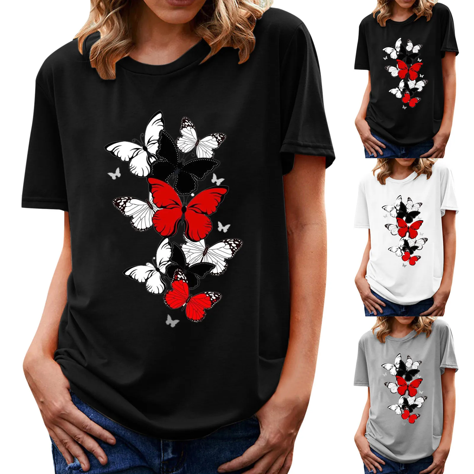 

Женская летняя футболка с коротким рукавом и графическим принтом