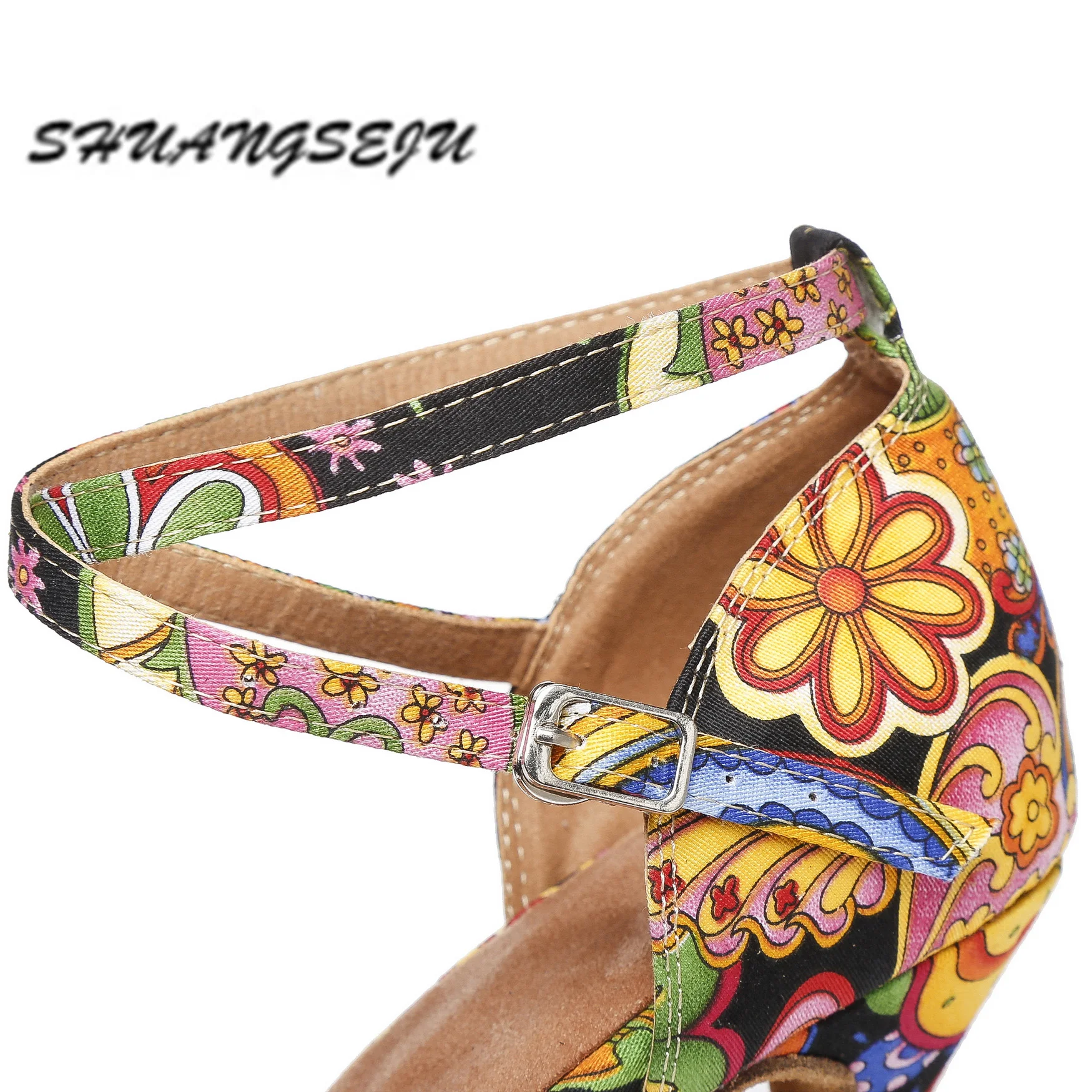 Туфли SHUANGSEJU женские для латиноамериканских танцев с красочным принтом 8 5 см