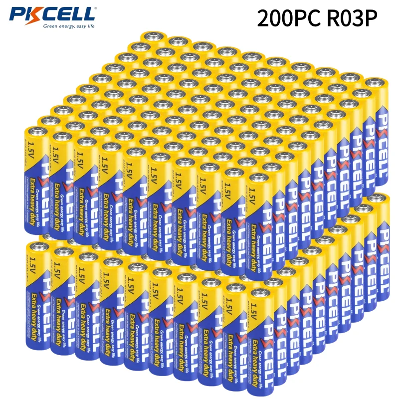 Батарейки AAA PKCELL R03P UM4 1 5 В 200 шт