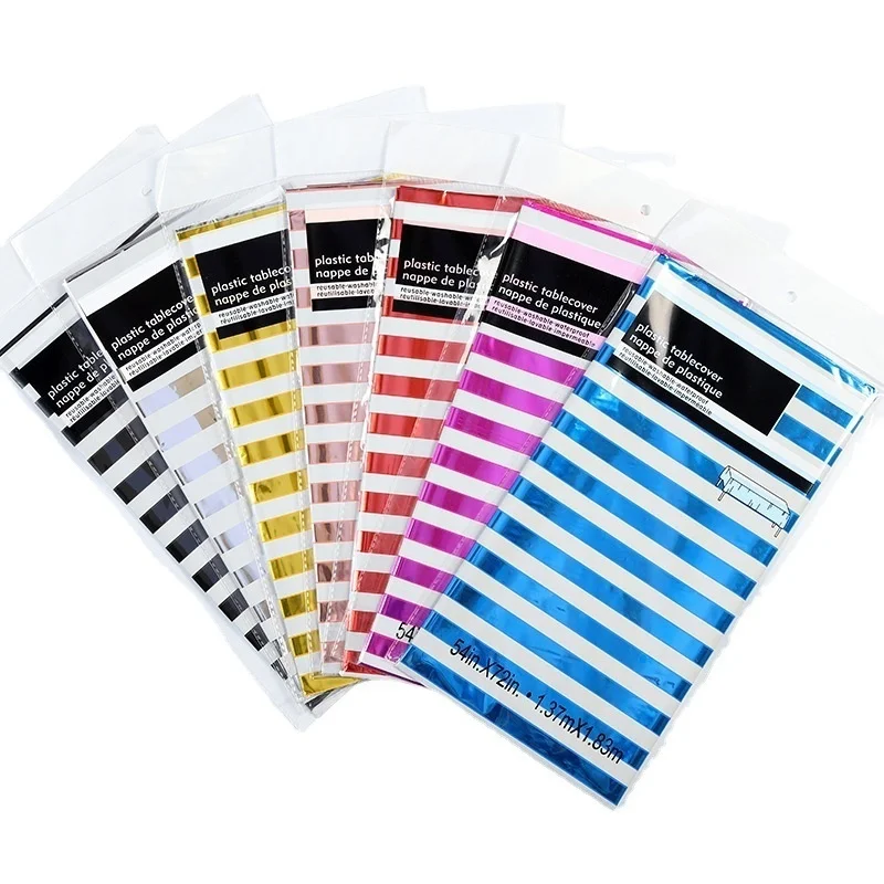 

Disposable bronzing striped tablecloth baby shower festival birthday party scene layout tablecloth wholesale