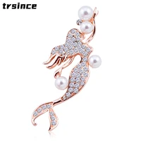 new alloy crystal jewelry pearl jewelry simple fashion matching mermaid brooch for women brooch