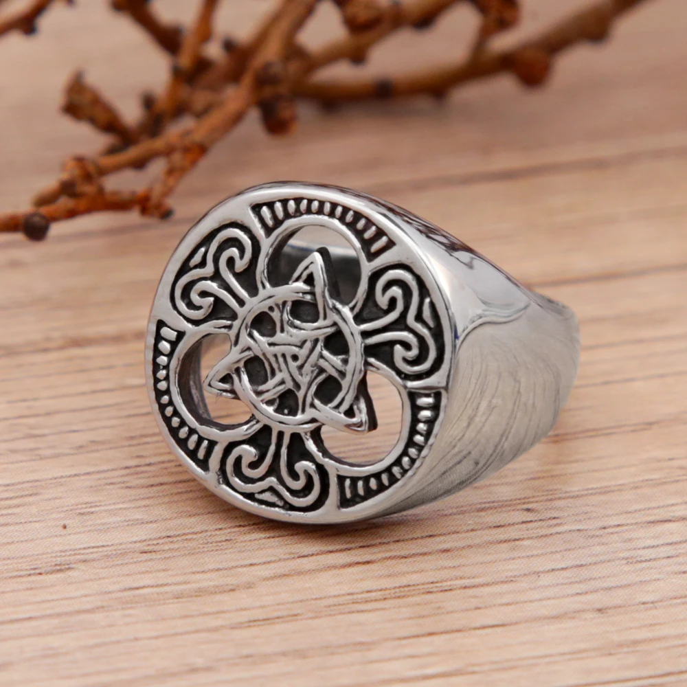 Vintage Odin Celtics Knot Ring Stainless Steel Biker Nordic Viking Ring Men Women Fashion Amulet Trinity Jewelry Gift Wholesale