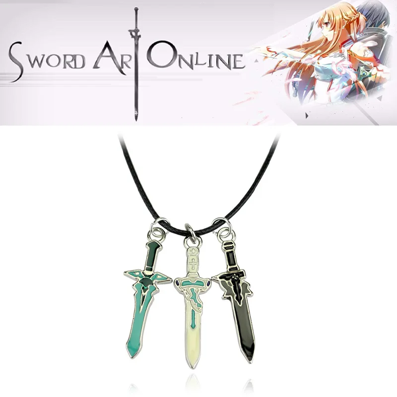 Sword Art Online Necklace SAO Kirigaya Kazuto Kirito Yuuki Asuna Elucidator Dark Repulser Lambent Light Rapier Pendant Jewelry