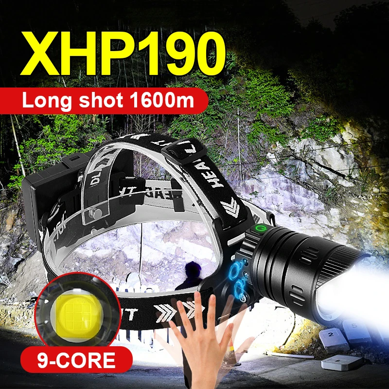 Самая мощная светодиодная фара XHP190 с ИК-датчиком налобный фонарь 18650