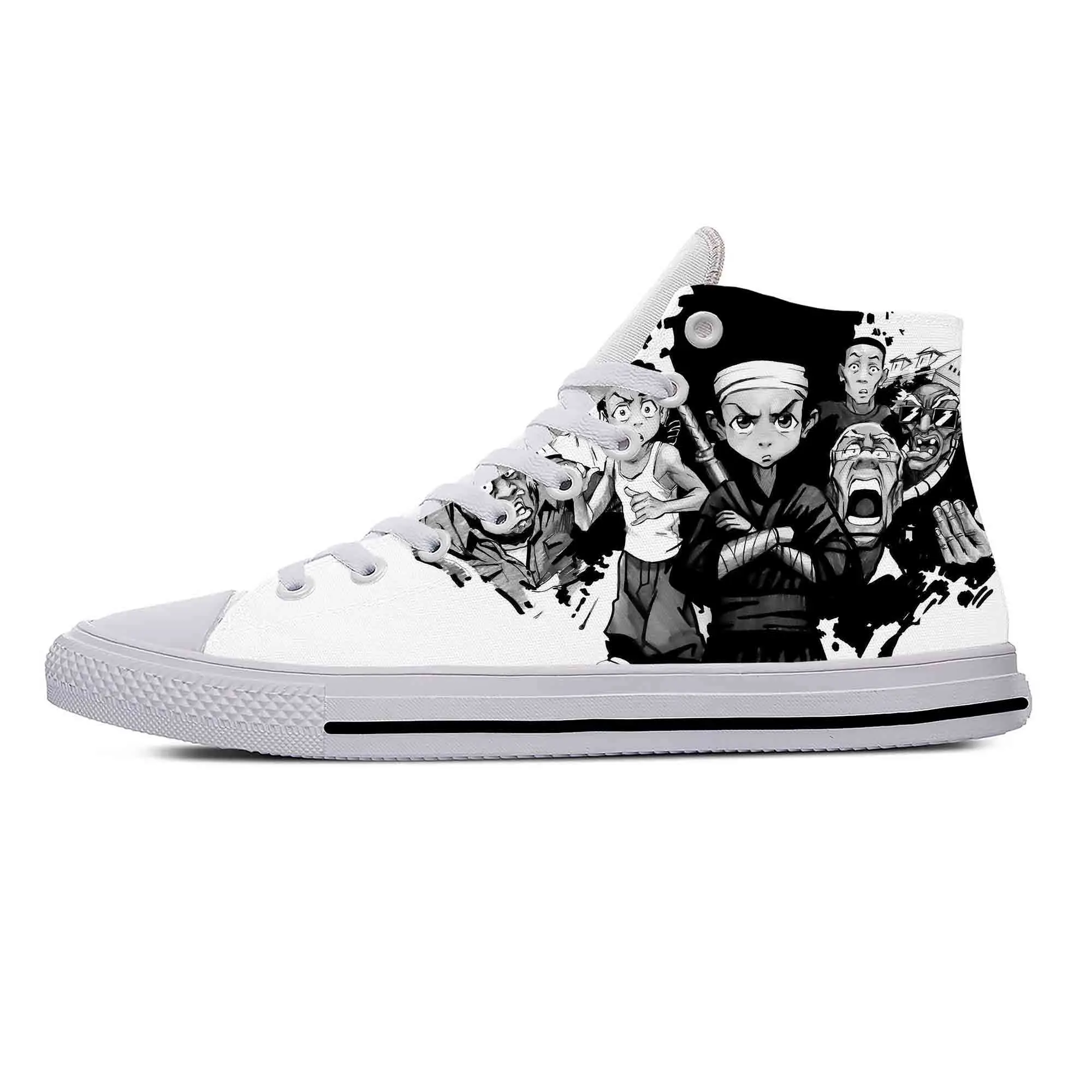 

Anime Manga Cartoon Boondocks Huey Riley Freeman Casual Cloth Shoes High Top Lightweight Breathable 3D Print Men Women Sneakers