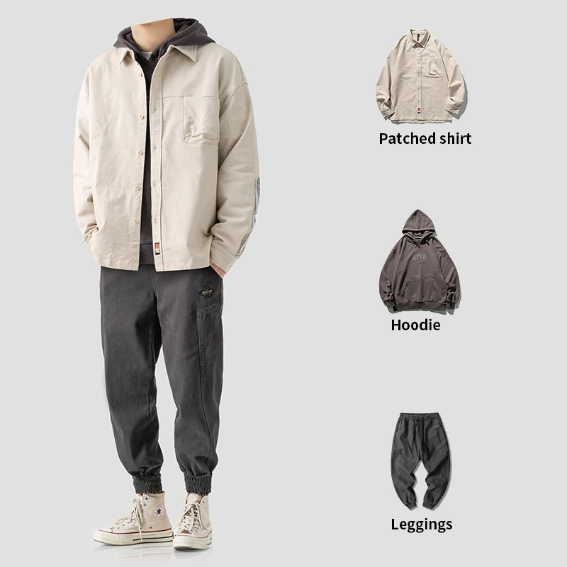 

Оригинальная Мужская модная брендовая крутая Однотонная рубашка с принтом, свободная Модная Повседневная рубашка с длинными рукавами на весну и осень