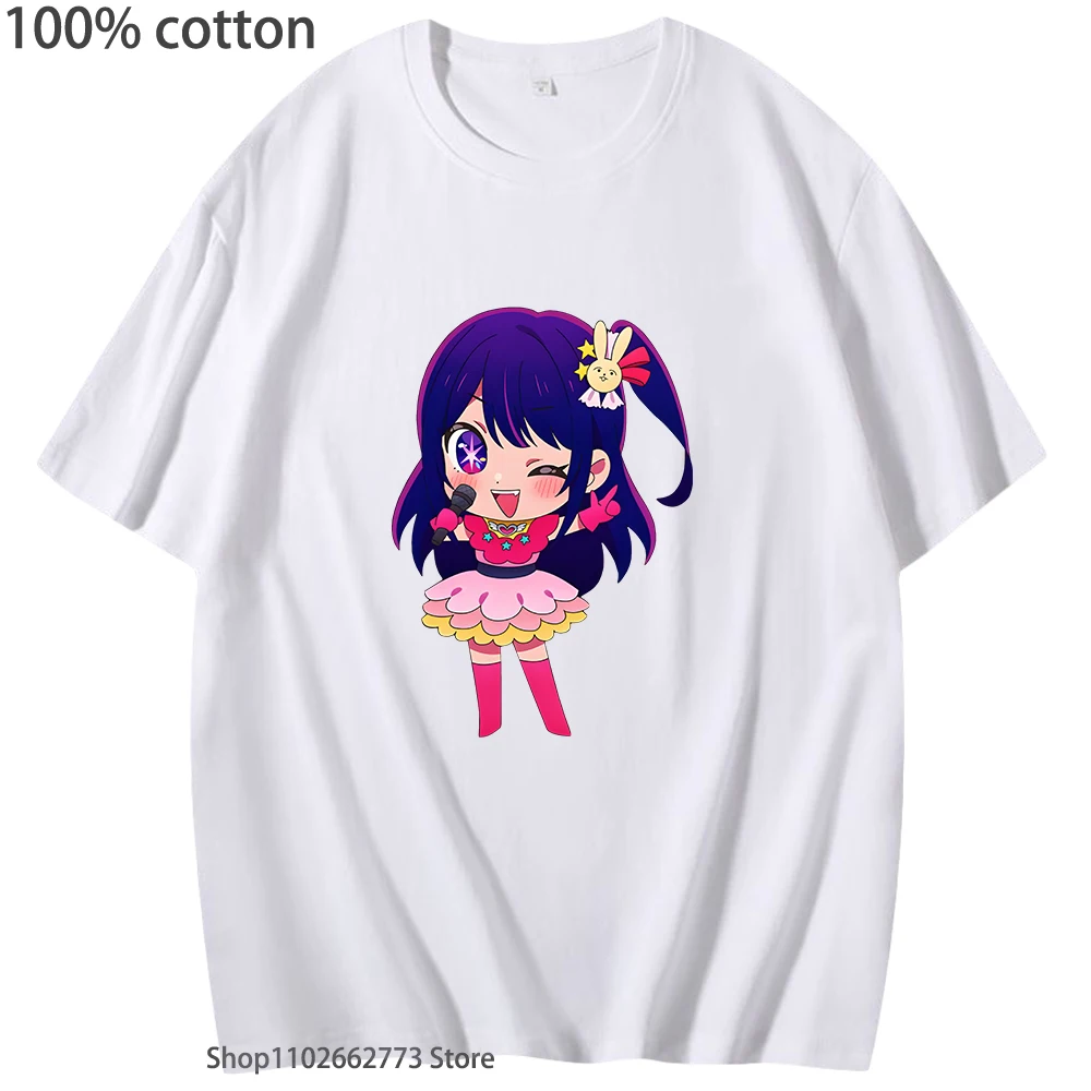 Kawaii Anime Oshi No Ko T-Shirts Cartoon Clothes Women 100% Cotton Summer Shirt Streetwear Men O-Neck Tops Female Clothing Y2k