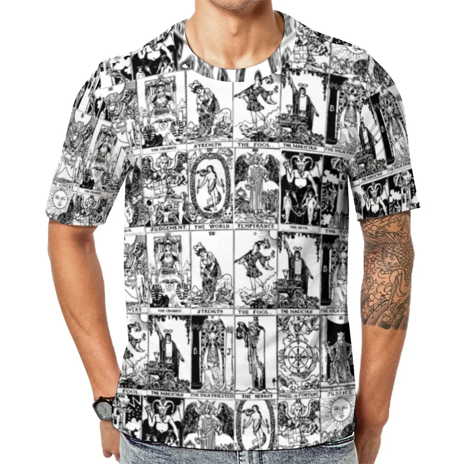 

Черно-белые женские модные футболки с рисунком крупной арканы, эстетическая футболка, летние футболки с коротким рукавом и рисунком, женска...