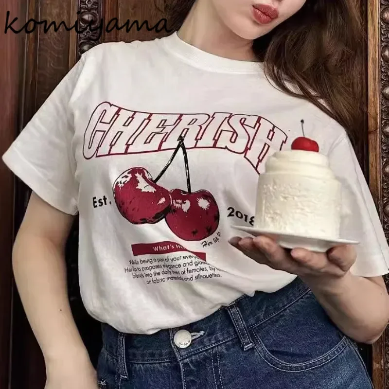 Женская летняя футболка с круглым вырезом и коротким рукавом