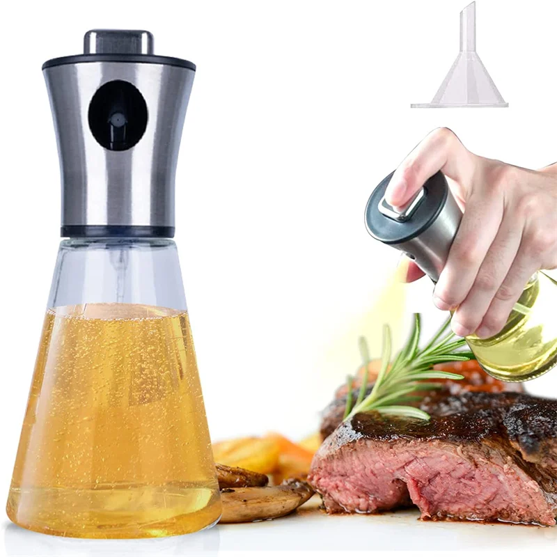 

200Ml Spray Oil Bottle Kitchen Cooking Baking Stainless Steel Mist Sprayer Barbecue Bbq Picnic Tools Leak Proof with Funnel