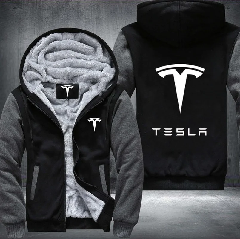 

Новая зимняя Толстовка Tesla, Мужская модная куртка, утепленная повседневная мужская теплая флисовая Толстовка Harajuku, пальто