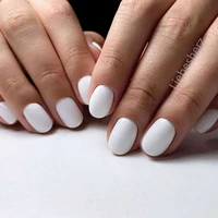 24pcs shiny white short fake nails with jelly glue press on artificial false nails full cover finger tip manicure tool