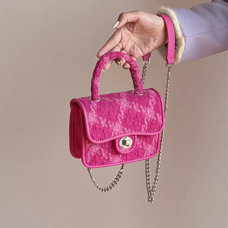 

Роскошная клетчатая женская маленькая квадратная сумка на плечо 2023, дизайнерский женский клатч, сумочки, розовые дамские сумочки с замком для подмышек