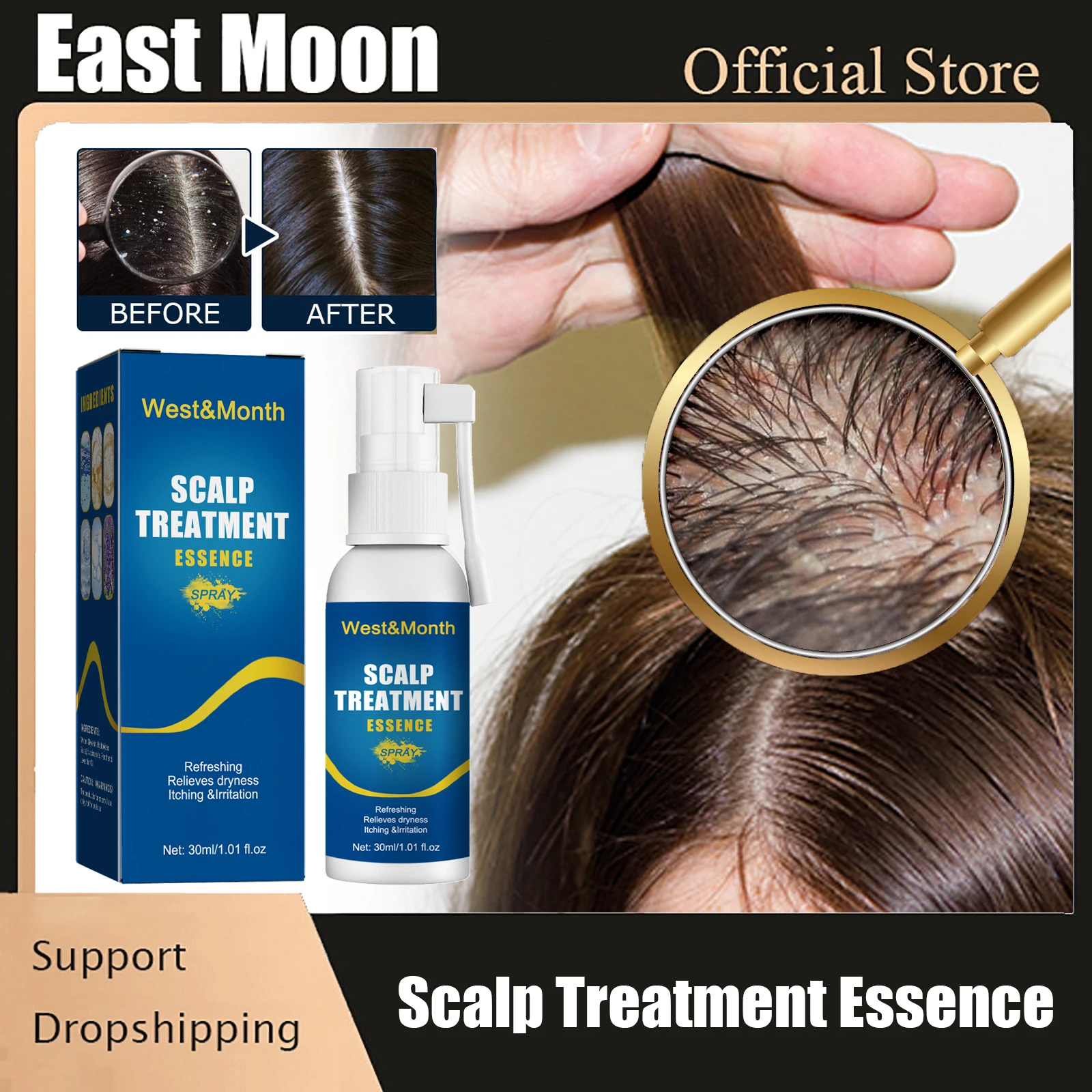 

Scalp Treatment Essence Spray Cleansing Nourishing Anti Dandruff Itching Repair Prevent Hair Loss Smooth Hair Care for Men Women