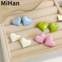mihan 925 silver needle fashion jewelry heart earrings popular design spring summer style enamel stud earrings for women gifts