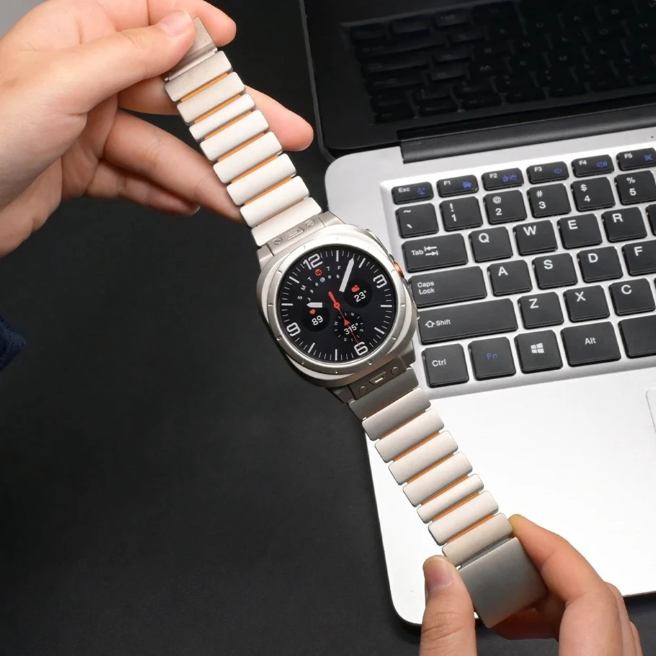 Фото Титановый фторэластомерный ремешок для часов для Samsung Galaxy Watch Ultra 47 мм/8 40 мм 44 мм/8 классический 46 мм сменный ремешок для мужчин и женщин №5