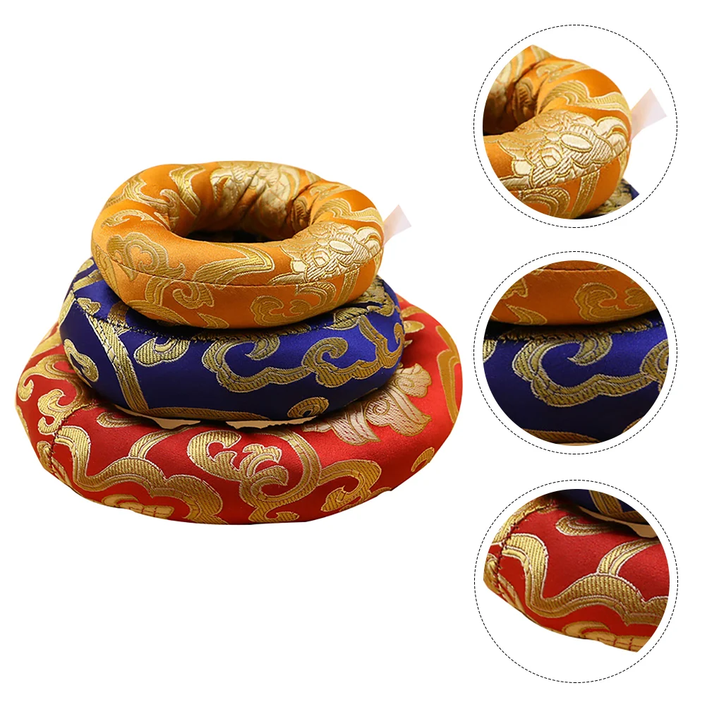 3 Pcs Singing Bowl Silk Mat Yoga Ring Tibetan Singing Bowl Pad Sound Bowl Mat Meditation Bowl Ring Pillow