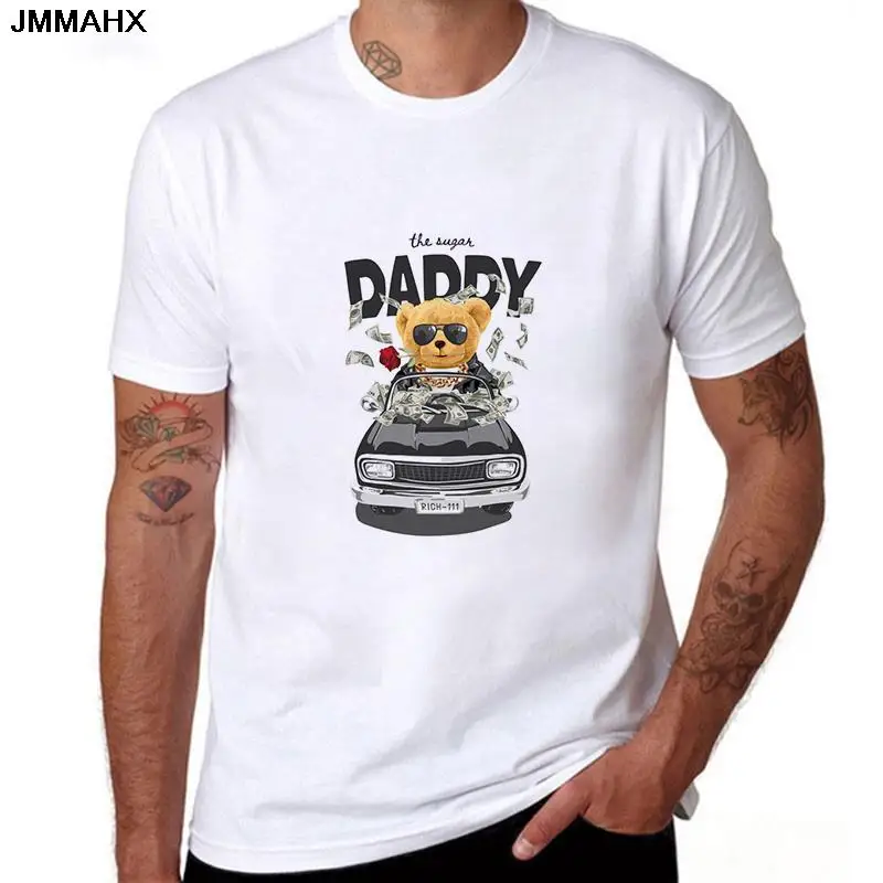 

New Fashion Bear Printed Men's T Shirt Harajuku Short Sleeve Hipster Men Clothing Tshirt Casual Comfortable O-collar Top T-shirt