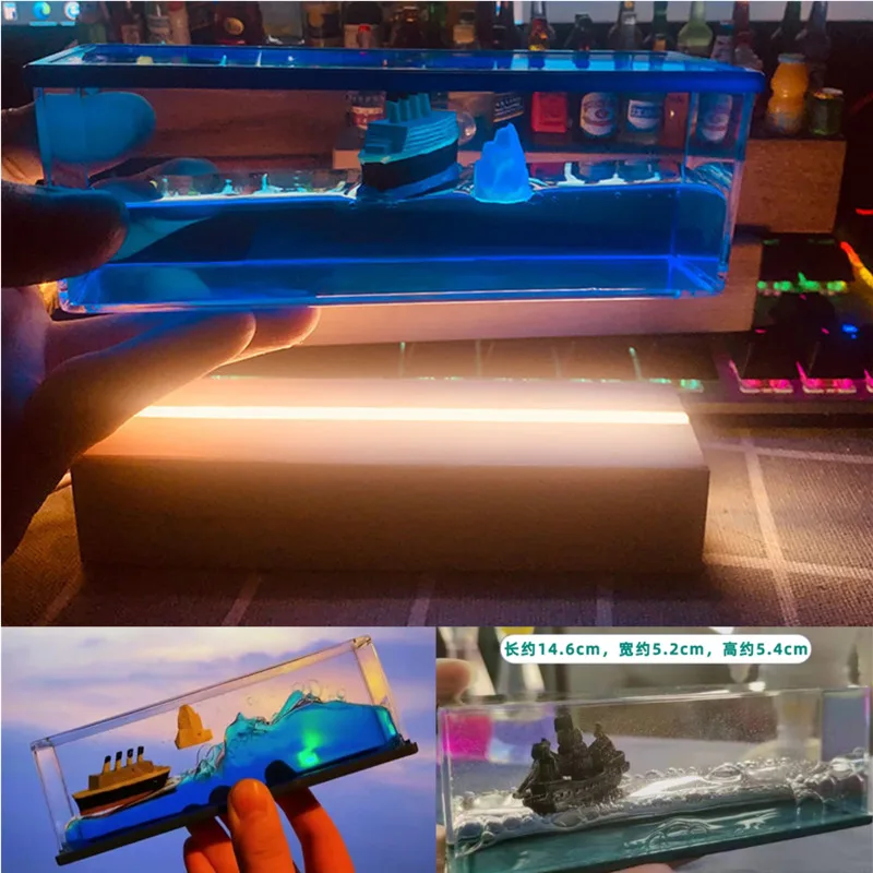 Круизный лайнер бутылка с жидкостью для дрифта песочные часы Титаник черный