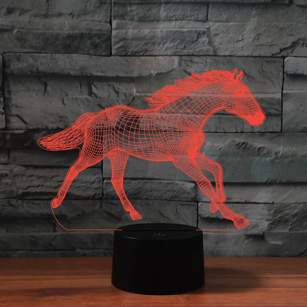 Horse Lamp 3d Colorful Led Night Light Touch Remote Bedside Bedroom Decor Atmosphere Lights Birthday Gift for Girls Boys - купить по
