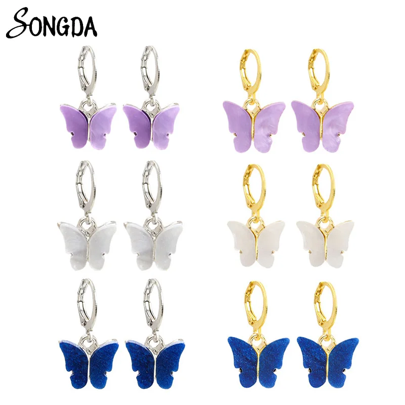 

Acrylic Butterfly Drop Earrings for Women Grils Colorful Small Dangle Earrings Huggies Handmade Charms Jewelry Wholesale Gifts