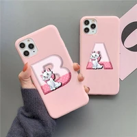 marie cat custom letters phone case for iphone 13 12 11 pro max mini xs 8 7 6 6s plus x se 2020 xr candy pink silicone cover