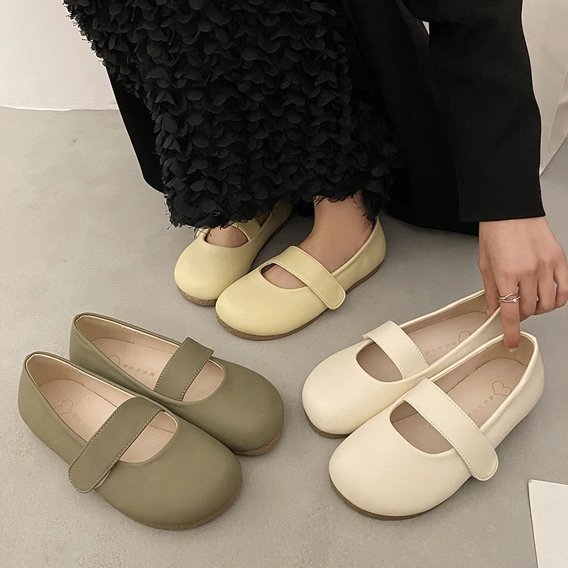 

Soft Shallow Mouth All-Match Retro Woman Shoes Casual Female Sneakers Autumn Round Toe Modis Flats Fall New 2023 Summer Dress