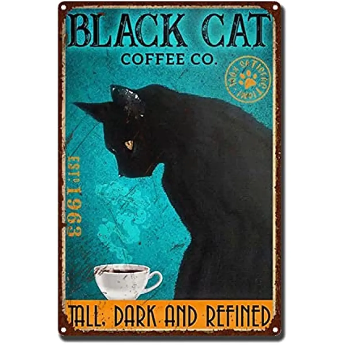 

Vintage Cat Tin Signs - Retro Coffee Cat Metal Signs for Cafe Bar Wall Decor Home Wall Art Signs Decorate 8x12inch-Tin Sign