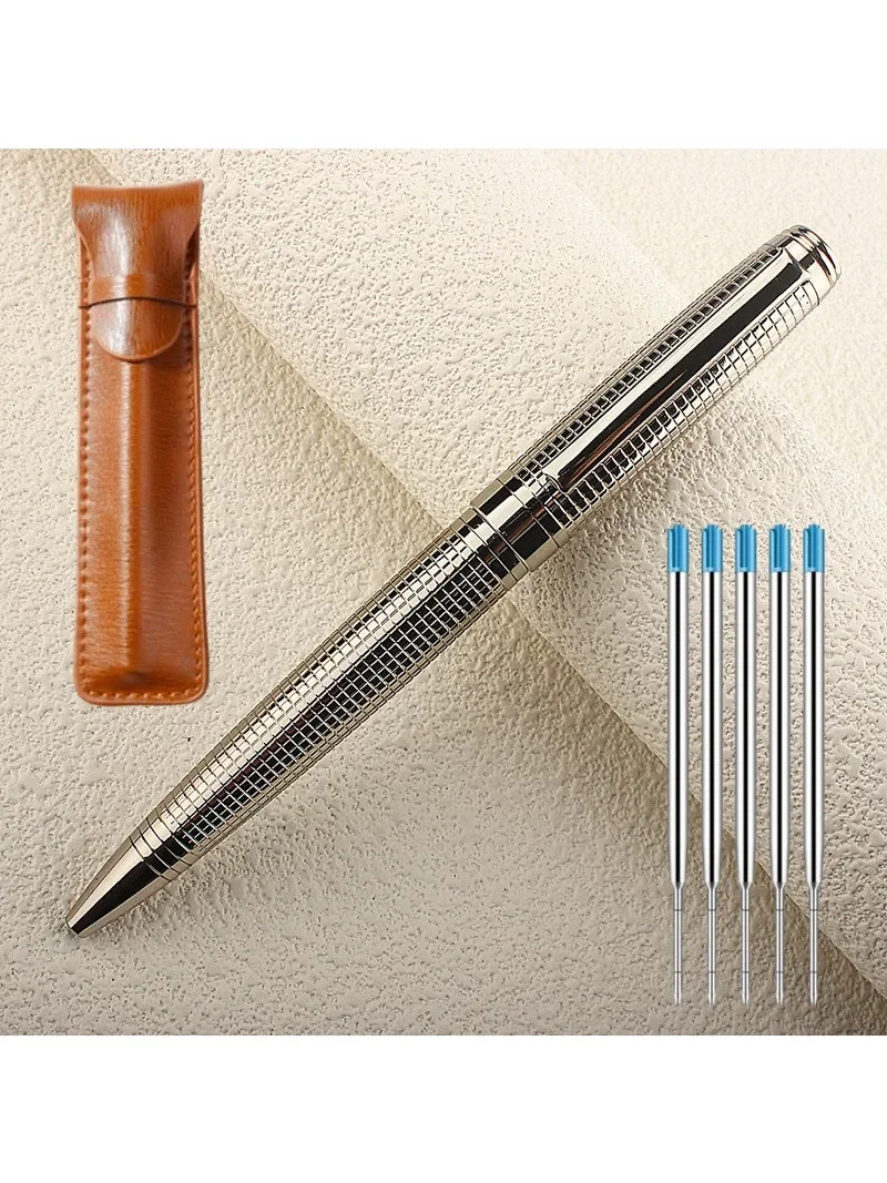 

Металлическая шариковая ручка, выдвижная ручка для подписи, металлический корпус, синие чернила, средняя точка, 0,7 мм, офисная деловая ручка для письма, подарок, чернильная ручка