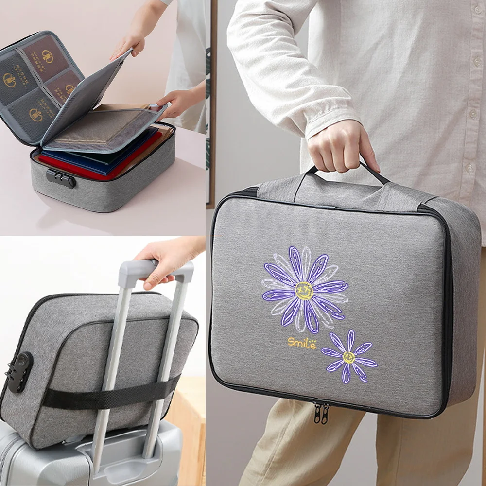

Men Documents Organizer Briefcase File Lockbox Large Women Bag Waterproof Handbags Travel Credentials Wallet Luggage Storage