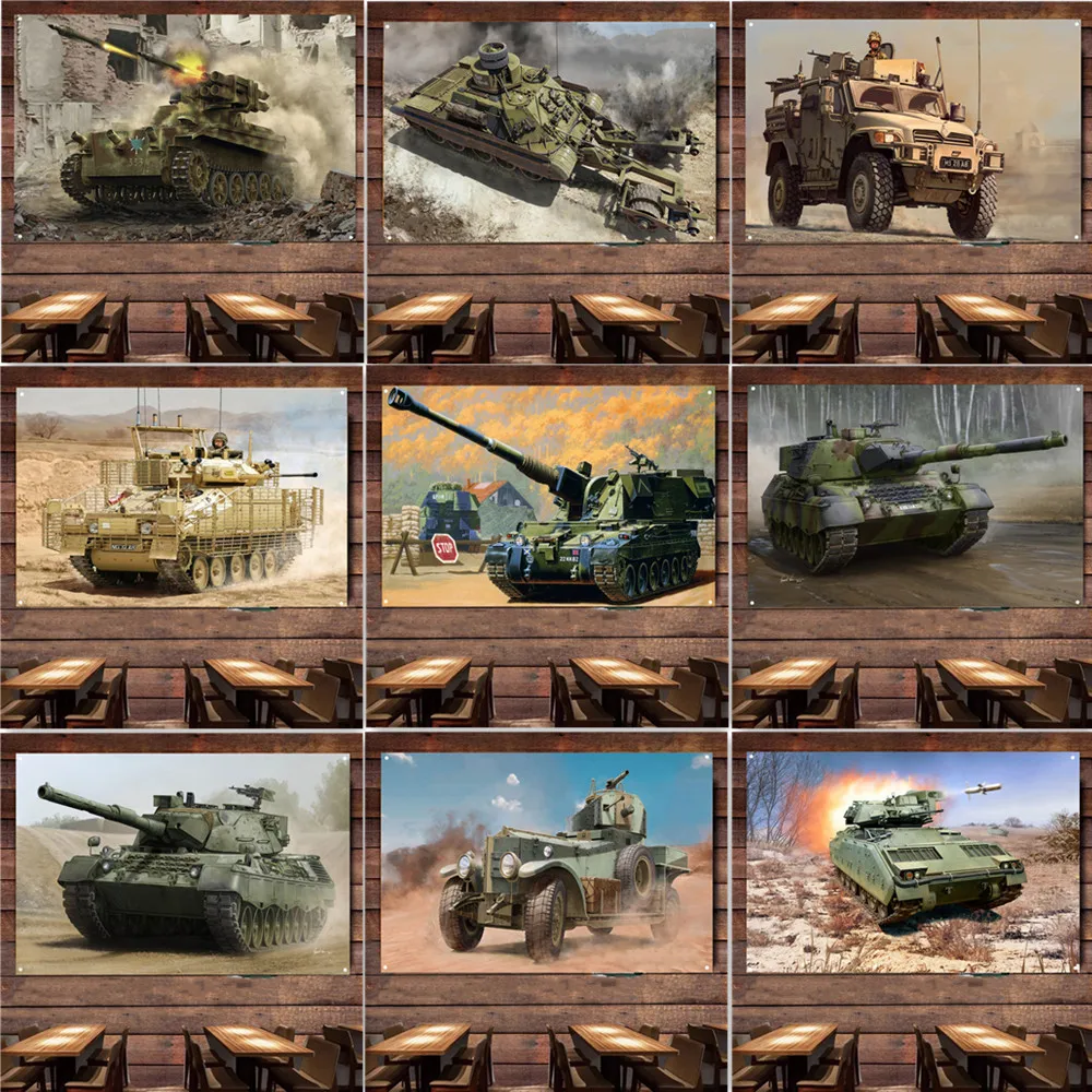 

Винтажный плакат на стену в виде тяжелого танка с этим настенным флагом времен Второй мировой войны