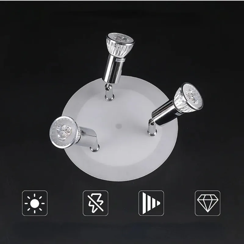 3 насадки круглые дизайнерские зеркальные рамки с лампой GU10 хромированные