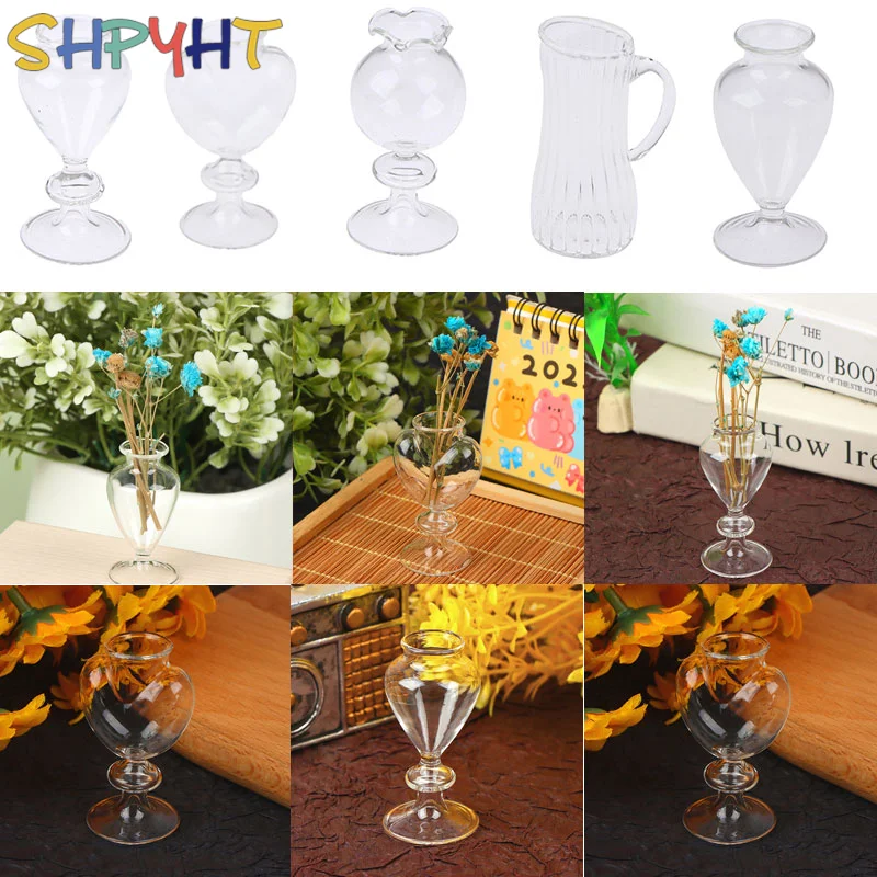 

1:12 Dollhouse Miniature Flowerpot Vase Glass Basin DIY Furniture Toys For Dollhouse Decals 5 Styles