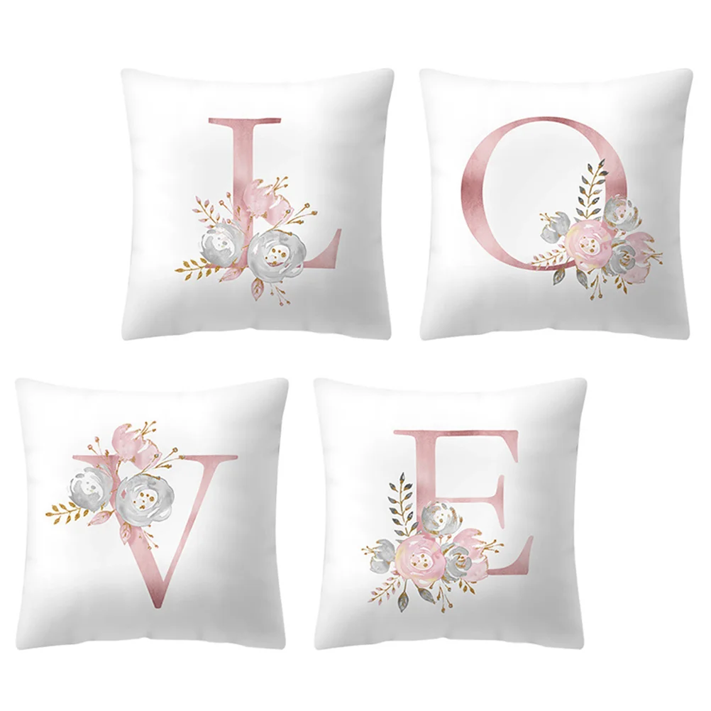 

4 Pcs Throw Pillow Covers Valentine's Day Creative Letters Pillow Cases