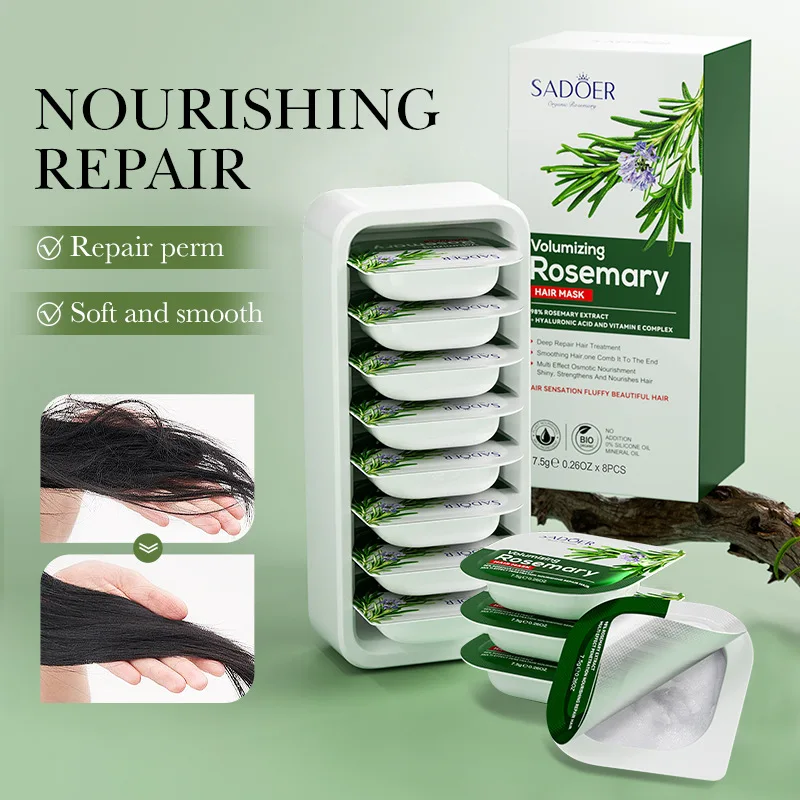 Фото Маска для выпрямления волос Rosemary Pro Repair: против секущихся кончиков, для глубокого кератинового восстановления, смягчения и придания гладкости, для здоровых волос №5