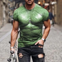 2022 summer tshirts men slim fit 3d print muscle t shirt trend streetwear fake muscles short sleeve casual funny graphics tops