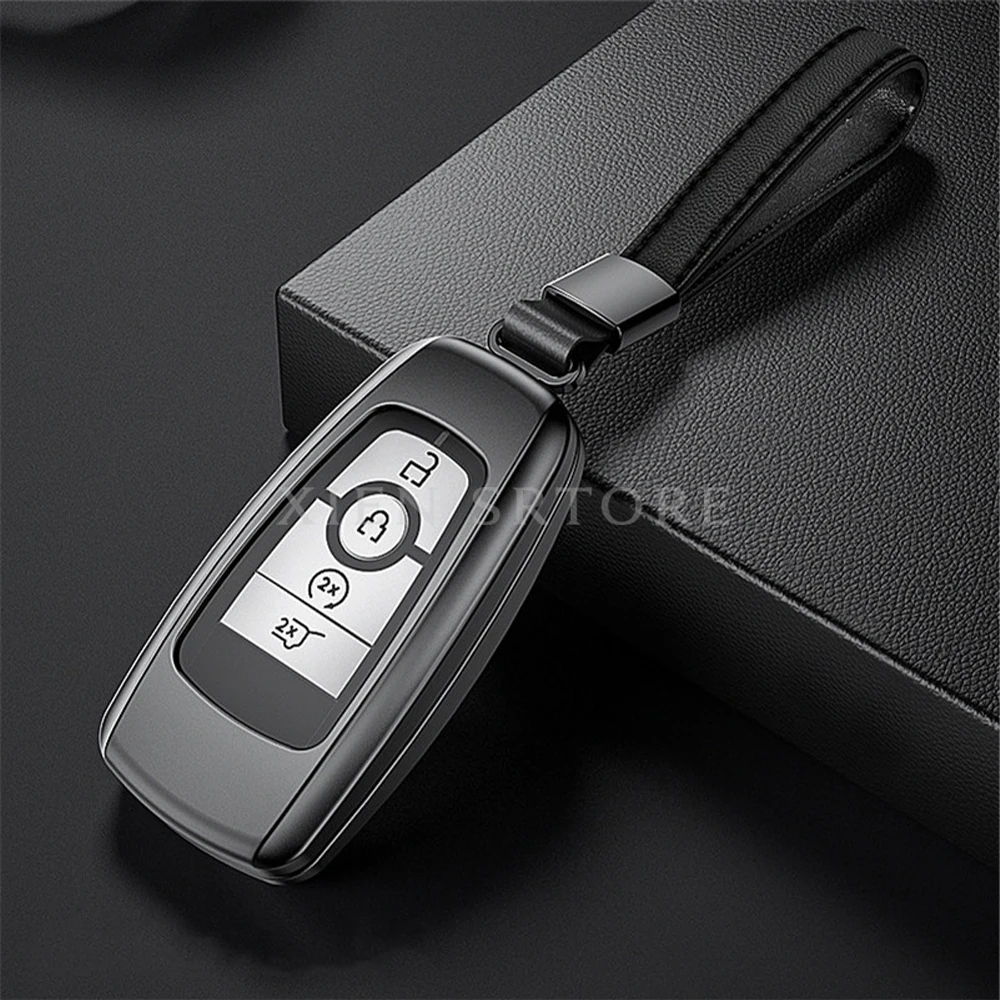 

Aluminum Alloy Metal Car Keyless Remote Smart Fob Key Cover Case Shell Holder Keychain For Ford F150 Mustang Accessories