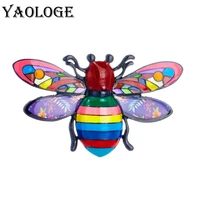 yaologe cartoon colorful enamel insect bee brooches for women kids creative honeybee pins party casual jewelry accessories gifts