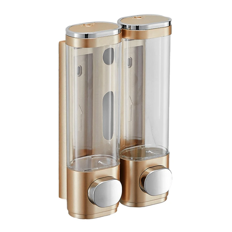 

1 PCS Wall Mounted Liquid Soap Dispenser Bathroom Shower Gel Shampoo Container Golden
