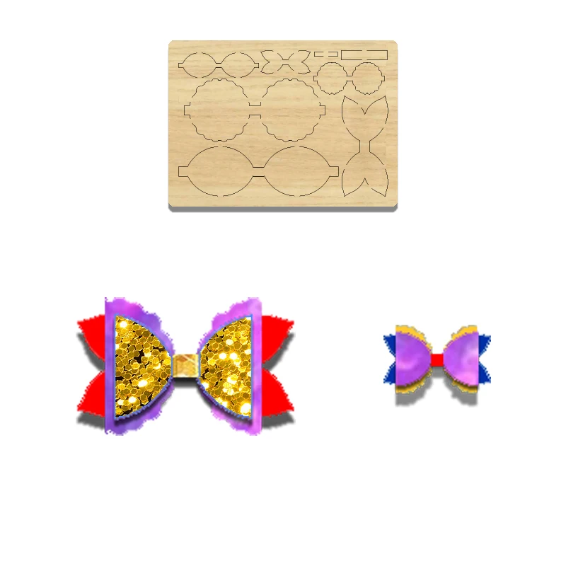 

BD56-2 Multi Size Cloud Shaped Bow Hair Clip Wood Cutting Mold Suitable For Most Machines