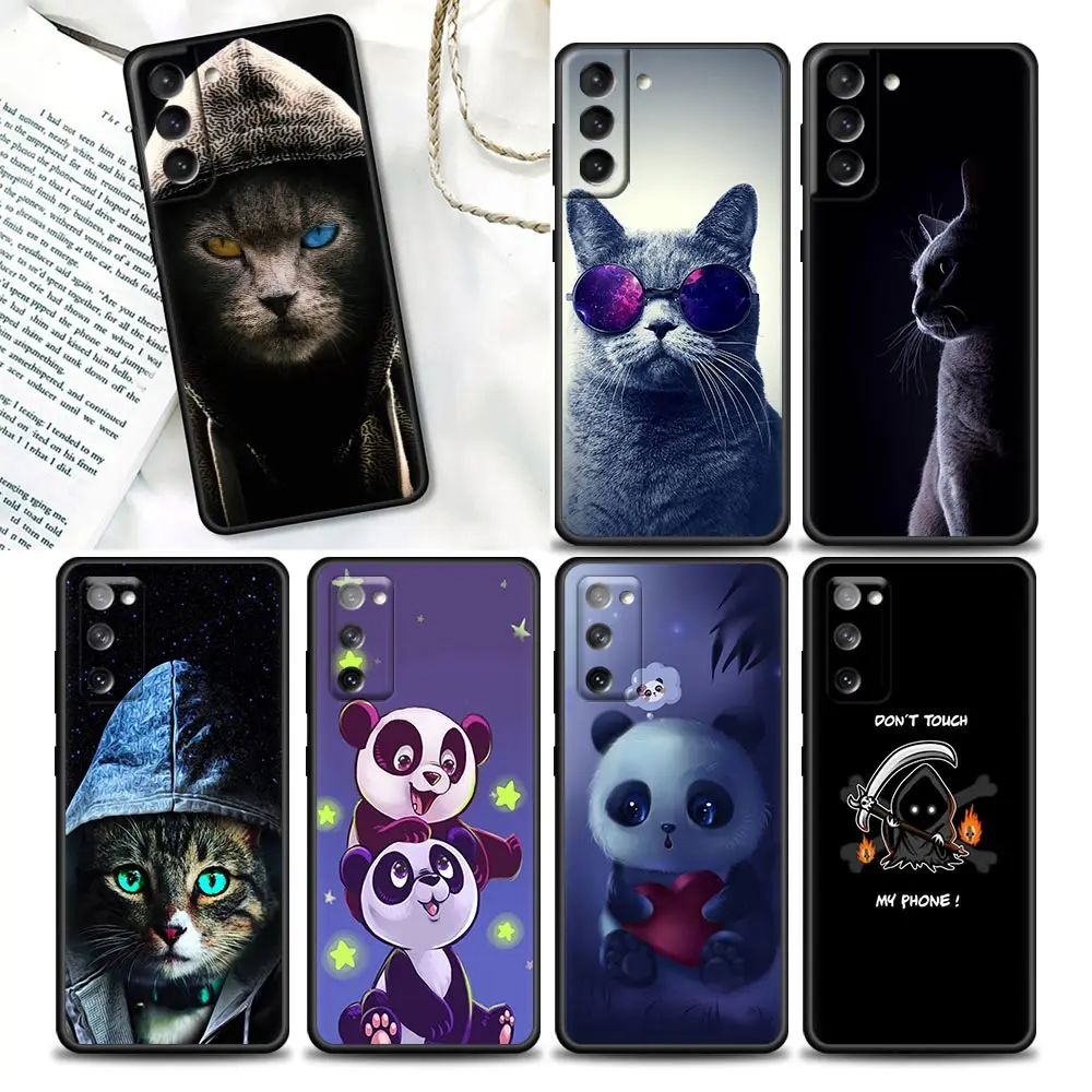 

Phone Case for Samsung S7 Edge 8 9 10 10E Plus Lite 20 Plus Ultra S21 FE Case Soft Silicone Cover Cute Cartoon Panda Cat