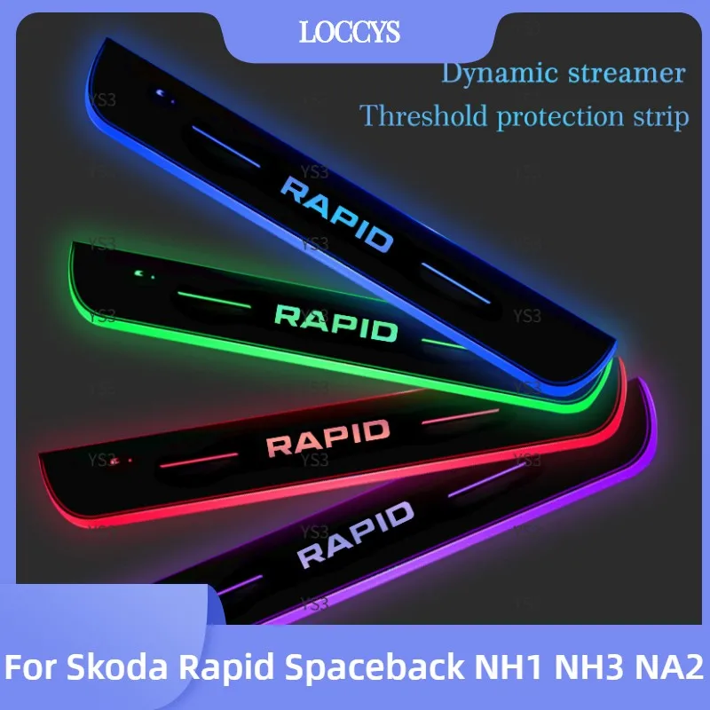 

Car Door Light Projector Lamp Customized Car Logo Luminous LED Welcome Pedal Scuff Plate For Skoda Rapid Spaceback NH1 NH3 NA2
