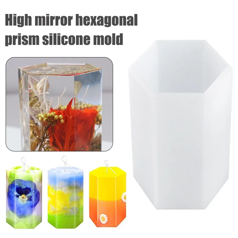 

Hexagonal Prism Silicone Mold DIY Form for Candles Epoxy Resin Wax Molds Clay Plaster Craft Casting Candle Making for Decoration