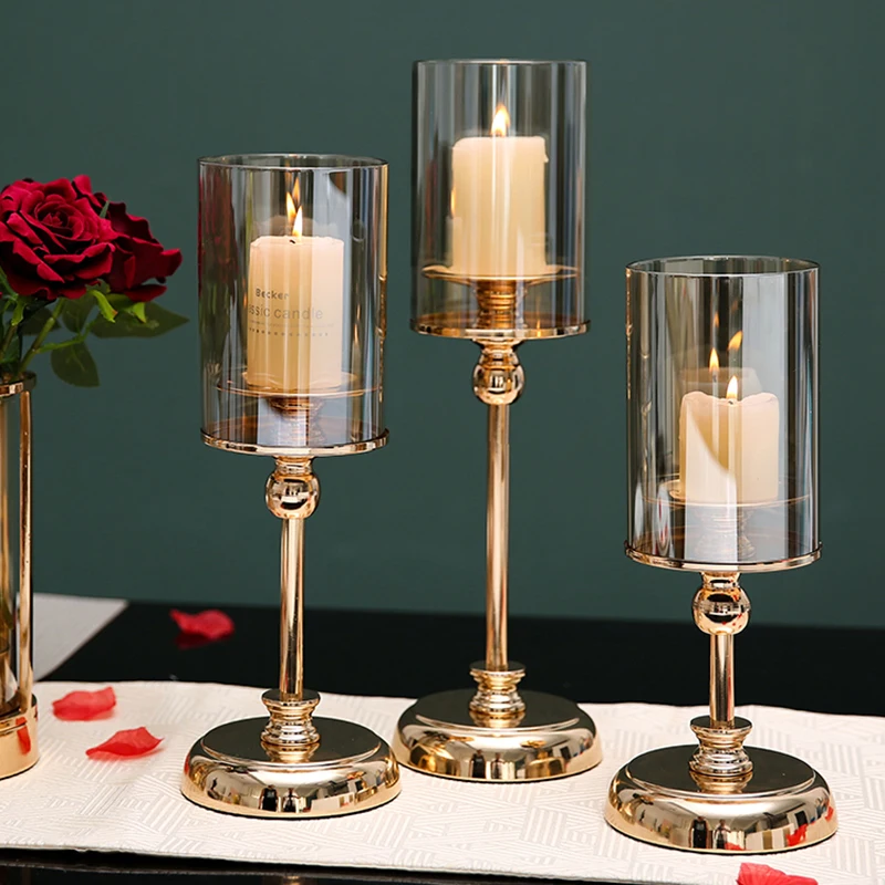 

Romantic Pillar Centerpieces Holder Modern Luxury Creative Candels Holder Elegant Simple Candles Bougeoir Tealight Holder Decor