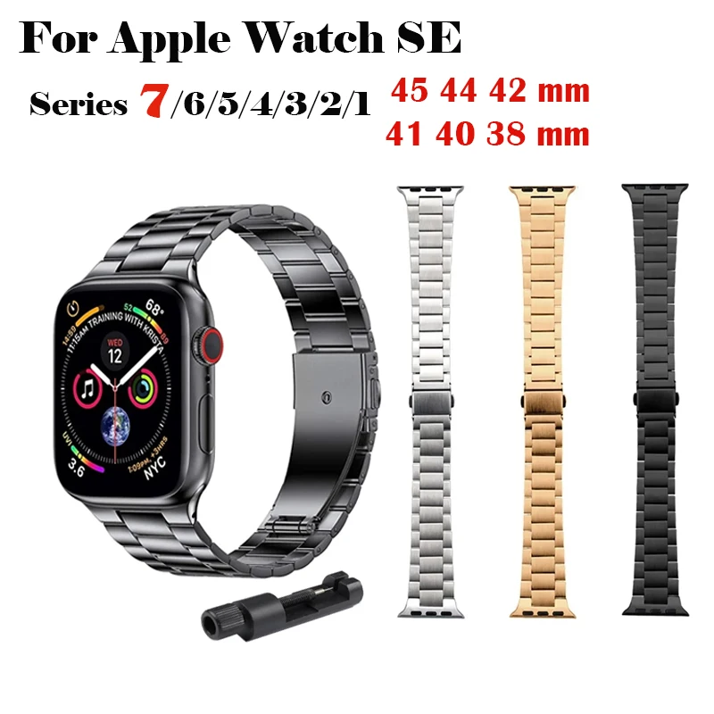 

For Apple Watch strap 45mm 44mm 42mm 41mm 40mm 38mm stainless steel bracelet strap for Apple Watch series 7 6 5 4 3 2 1