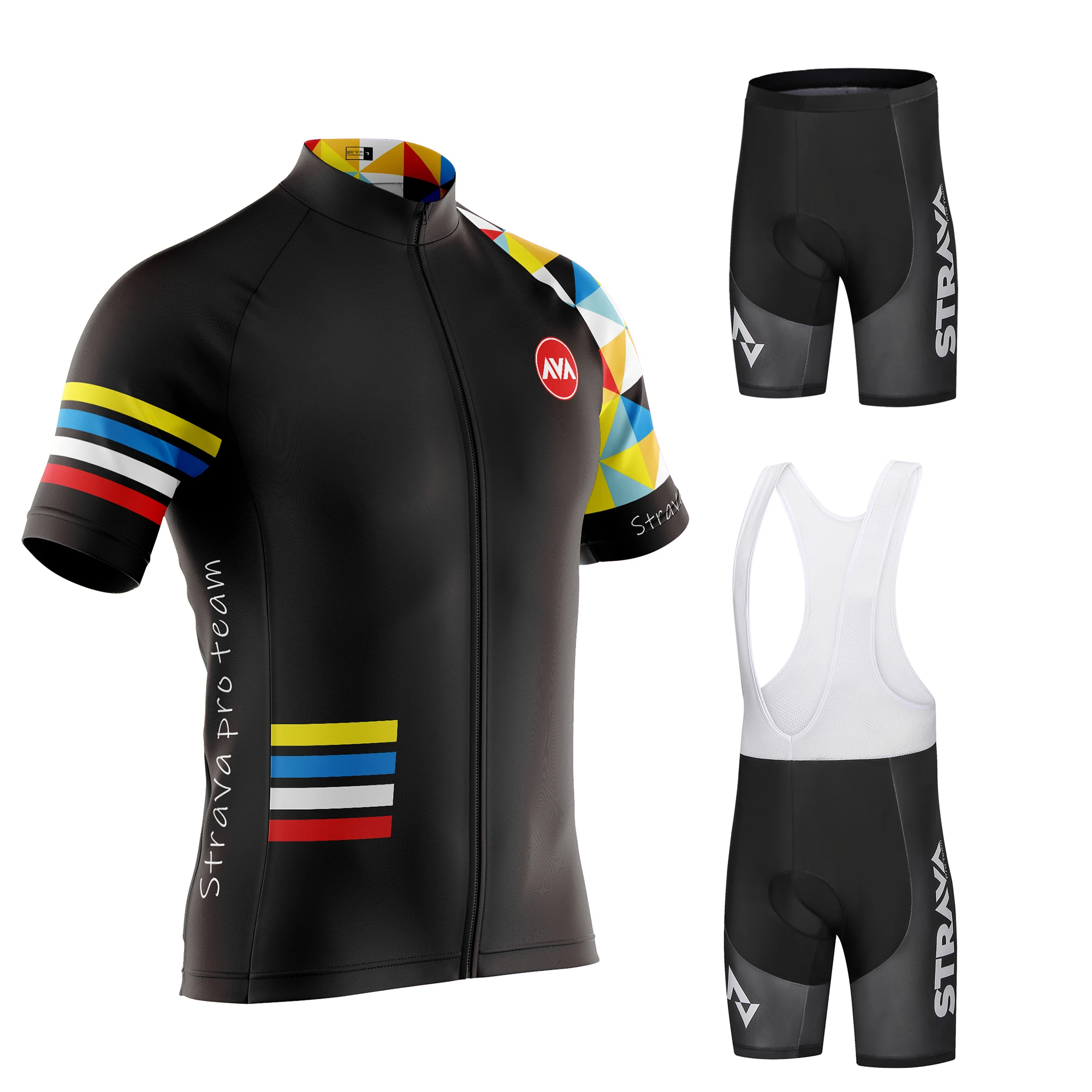 

STRAVA Pro Team Cycling Jersey Men Set Bib Shorts Set Summer Bike Jersey Bicycle Racing Uniform Clothes